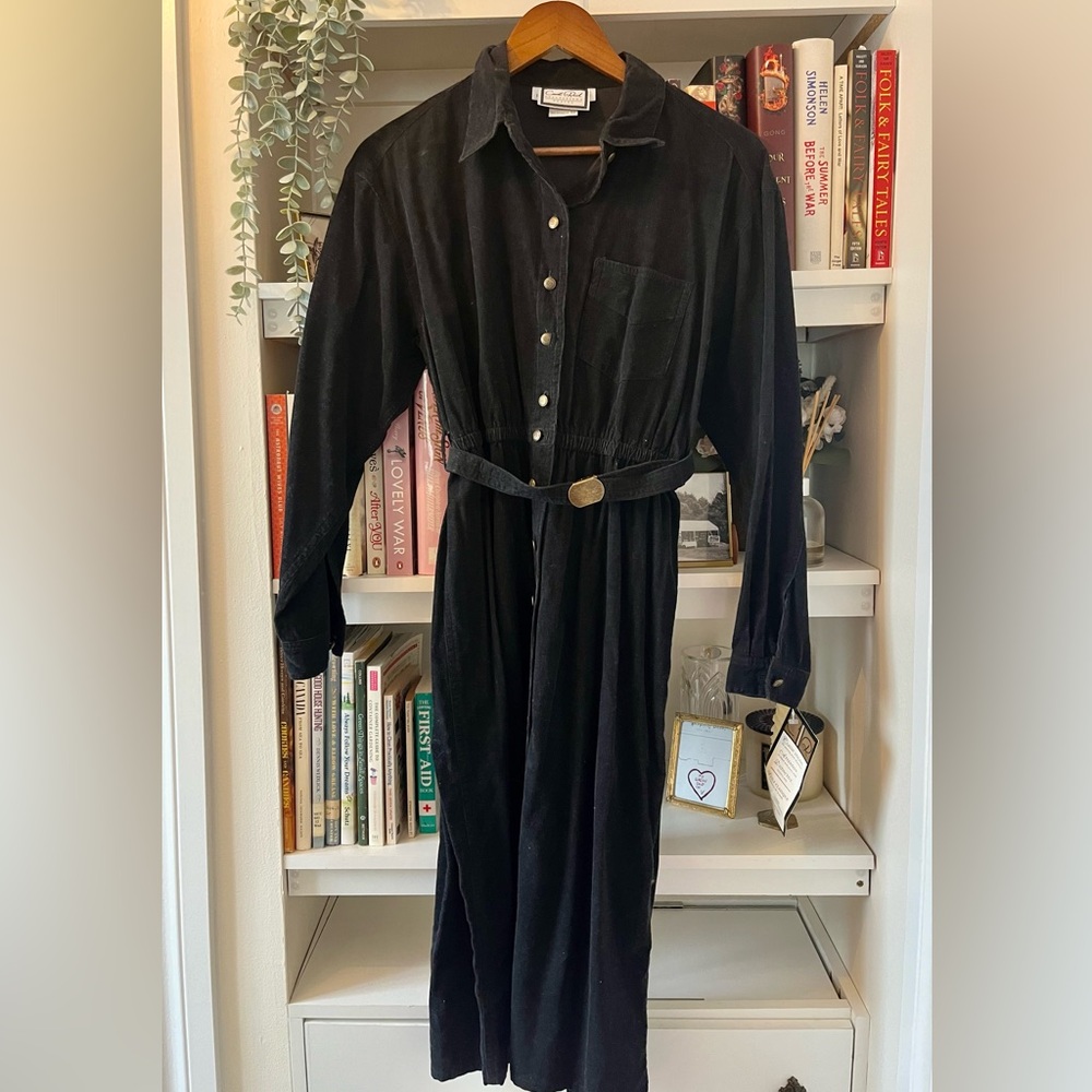 NWT VINTAGE Carroll Reed Black Corduroy Dress